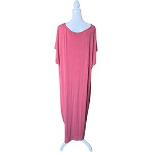 Line of Style Maxi T-Shirt Dress Large Rose Pink Soft Stretch